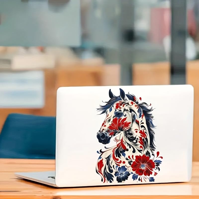 SLGIFT Floral Horse Vinyl Decal Sticker, Multicolor, 17.78cm, for Car Laptop Bottle Truck Phone Motorcycle Window Wall Cup, Waterproof Peel and Stick 3