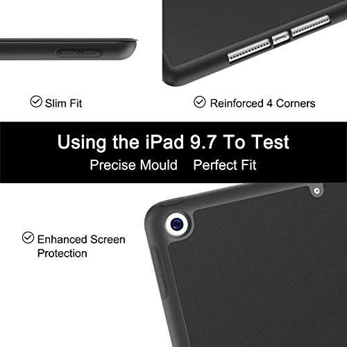 Soke Ipad 9.7 2018/2017 Case With Pencil Holder, Smart Ipad Case Trifold Stand With Shockproof Soft Tpu Back Cover And Auto Sleep/Wake Function For Ipad 9.7 Inch 5Th/6Th Generation, Black #TOP5