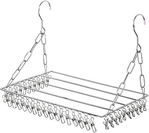 Cabilock Percha de metal para abrigos, 36 clips, de acero inoxidable, para secar ropa, ropa interior, sujetadores, soporte de secado con clip, disponible en Yaxa Colombia