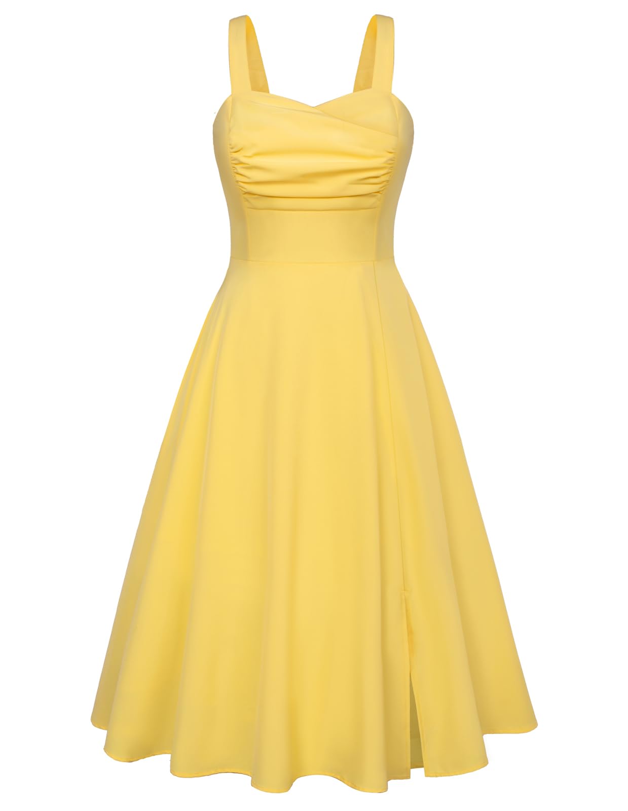 Belle Poque Abito midi da donna anni '50, senza maniche, linea A, vintage, plissettato, per cocktail party