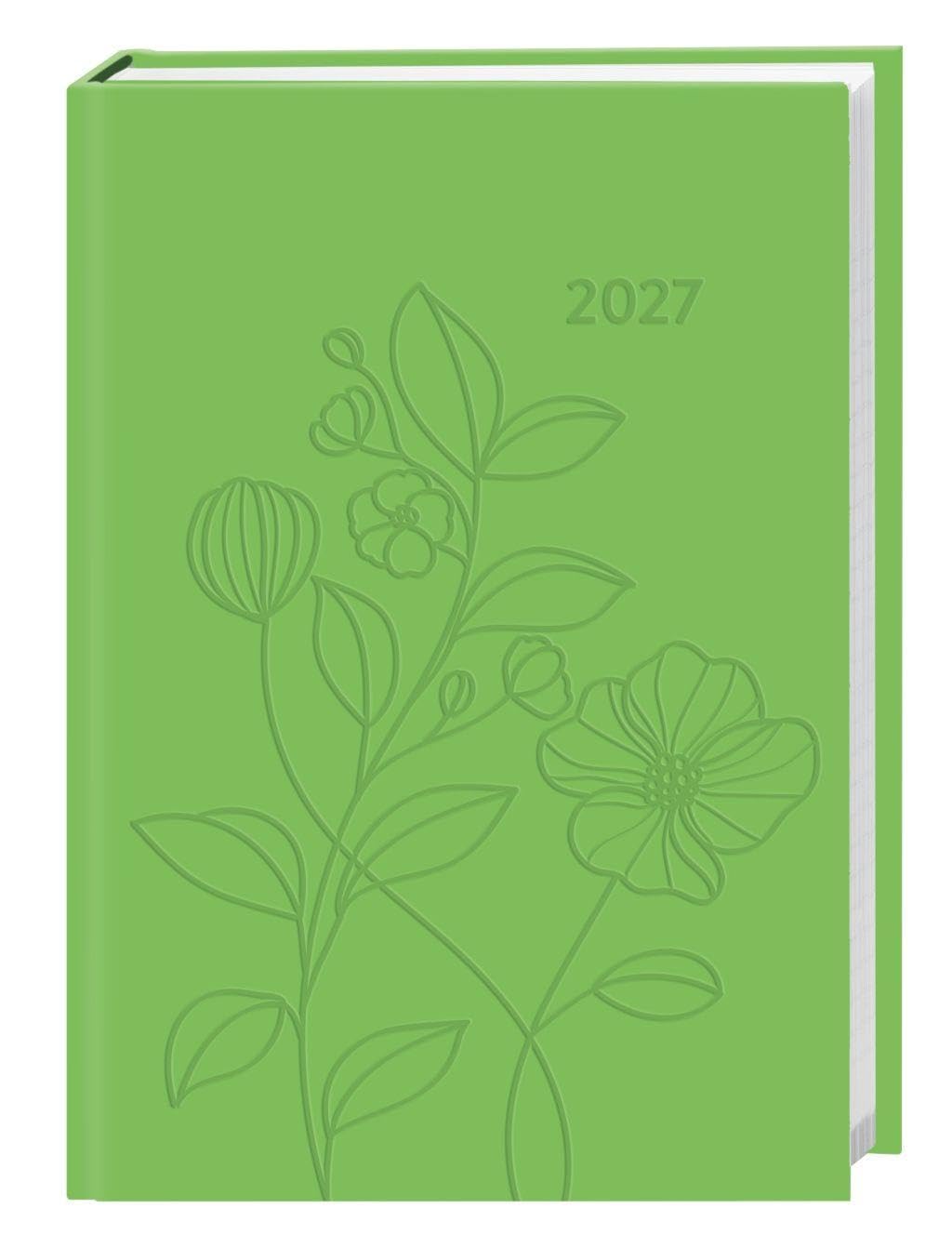 Kalenderbuch A7 grün 2027: Kleiner Kalender mit Platz fürs Wesentliche: Timer im Format 8 x 11,5 cm: Organisationshilfe für unterwegs in schlichtem Design