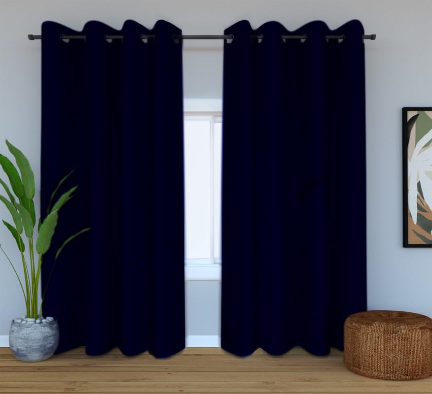 Bhoomi Impex Rod Pocket Blackout Curtains for Bedroom - Thermal Insulated Room Darkening Curtain for Living Room, 48 x 36 inch (Window-3 FEET), 2 Panels, Navy Blue