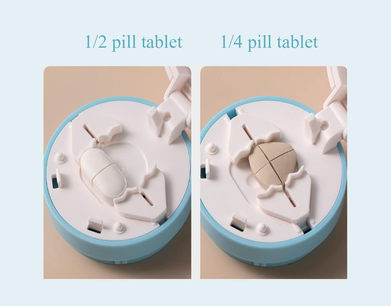 Pill Cutter, 1/4 Divider, 1/2 Divider Sturdy Tablet Cutter, Hidden Blade, Ideal for Cutting Vitamins, Tablets (Blue)