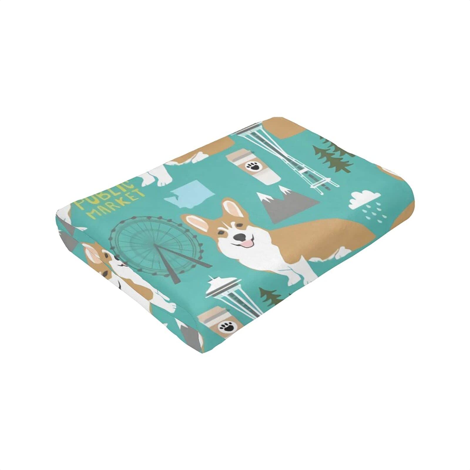 Coperta In Flanella Morbida Con Corgi E Ruota Panoramica - Regalo Per Amanti Dei Cani, 60x50 Cm, Adatta A Tutte Le Stagioni
