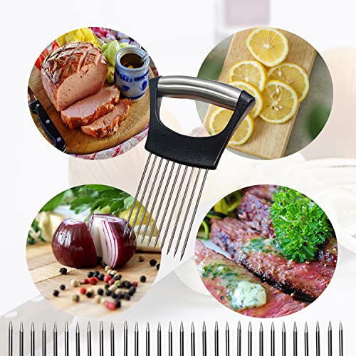 2 Pack Onion Slicer,Stainless Steel Onion Knife,Tomato Slicer,Kitchen Accessory,Vegetable And Fruit Chopper,Cutter For Meat Lemon Potato Tomato,Black #TOP6