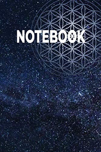 Notebook: Notebook A5/ blue with universe flower of life,120 squared paper/ 6”x9”,sacred geometrie/ Softcover/ blau/ Coaching/ Personality/ Yoga/ Meditation/ Affirmations