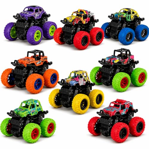 Image of 360 Rotating Stunt Monster Truck Toy for Kids | Friction Powered Off-Road Jeep Car | Flip & Spin Action Vehicle with Shock Absorbers & Anti-Skid Rubber Tires | Pack of 2