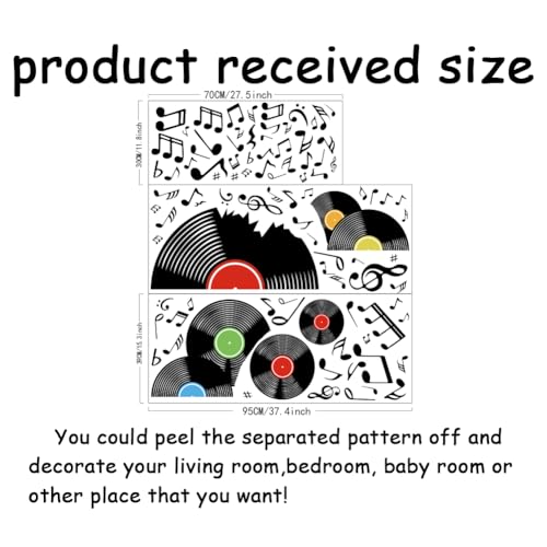 SUPERDANT Records Notes Wall Stickers Musical Notation with Disc Wall Decals Musical Mark Vinyl Art Peel and Stick Enjoy Music Decor for Music Room Bedroom - Image 2