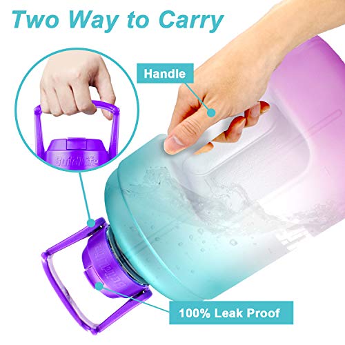 Image of QuiFit 1 Gallon Water Bottle - with Straw & Motivational Time Marker Leak-Proof BPA Free Reusable Gym Sports Outdoor Large(128OZ /73OZ) Capacity Water Jug