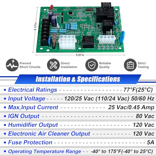 Placa de control de horno HSI compatible con American Standard D341213P01 y Trane 5