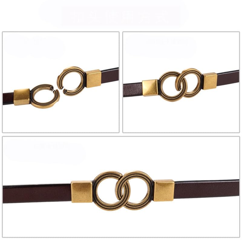 HBJWOV Women's Thin Belt Decoration Dress Shirt Retro Cowhide Thin Belt with Suit Sweater Small Belt(Orange)4