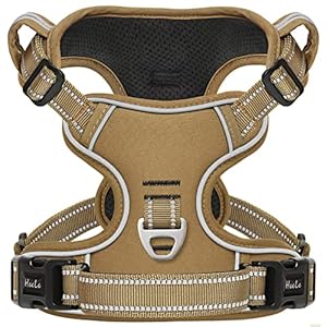 HEELE Arnes para Perro Arnes Anti Tirones Transpirable con Agarre Acolchado Arnés para Perros Reflectantes Ajustable Arnes Tipo Chaleco Acolchado Arnés para Perro Pequeños, Caqui, XS
