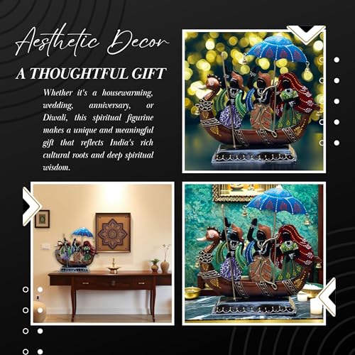 Image of KRAFTSKALA Iron Kewat Showpiece, Ramcharitmanas Inspired Spiritual Table Decor, Mythology Figurine Devotional Gift for Living Room, Housewarming - 12x12 Inch