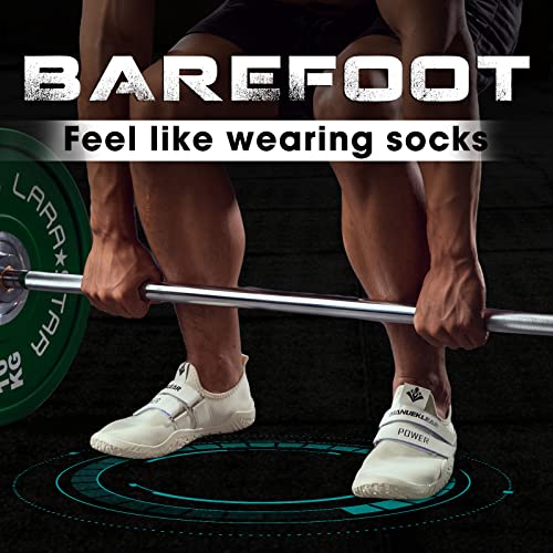 Manueklear Deadlift Shoes - Weight Lifting Shoes For Men Women - Weightlifting Squat Shoes Fitness Cross-Trainer Barefoot Gym Training Sneakers Beige #TOP3