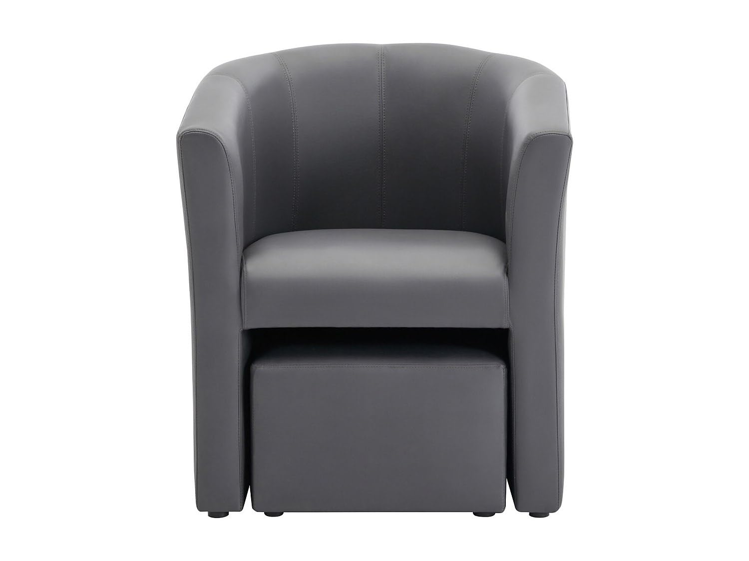 Vente-unique - Fauteuil Cabriolet et Pouf en Simili Gris Jovana