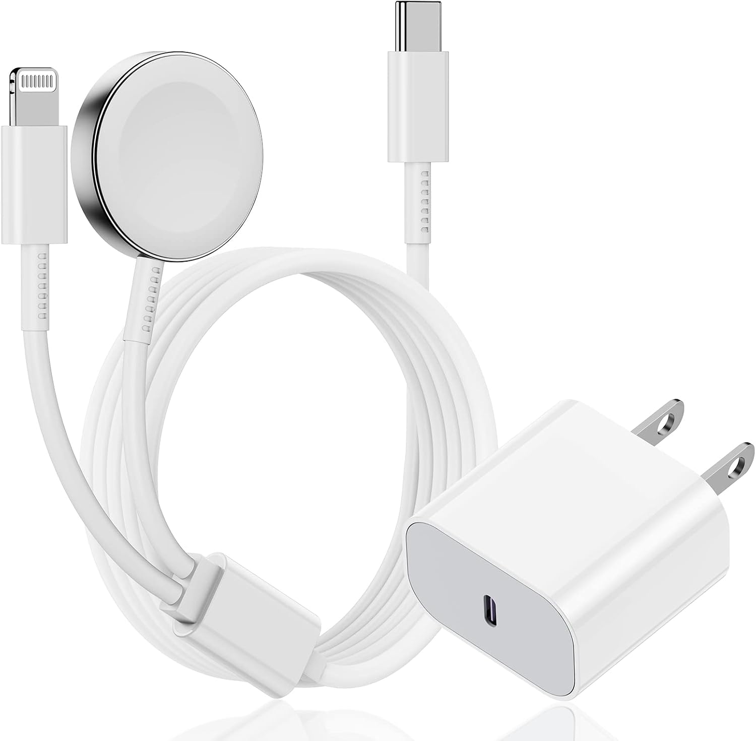 USB C Charger Block for Apple Watch,Upgraded 2 in 1 iPhone and iWatch Magnetic Fast Charging Cable 6ft with 20W Wall Charger Plug Adapter for Apple Watch Series 8/7/6/SE/5/4, iPhone 14/13/12/11
