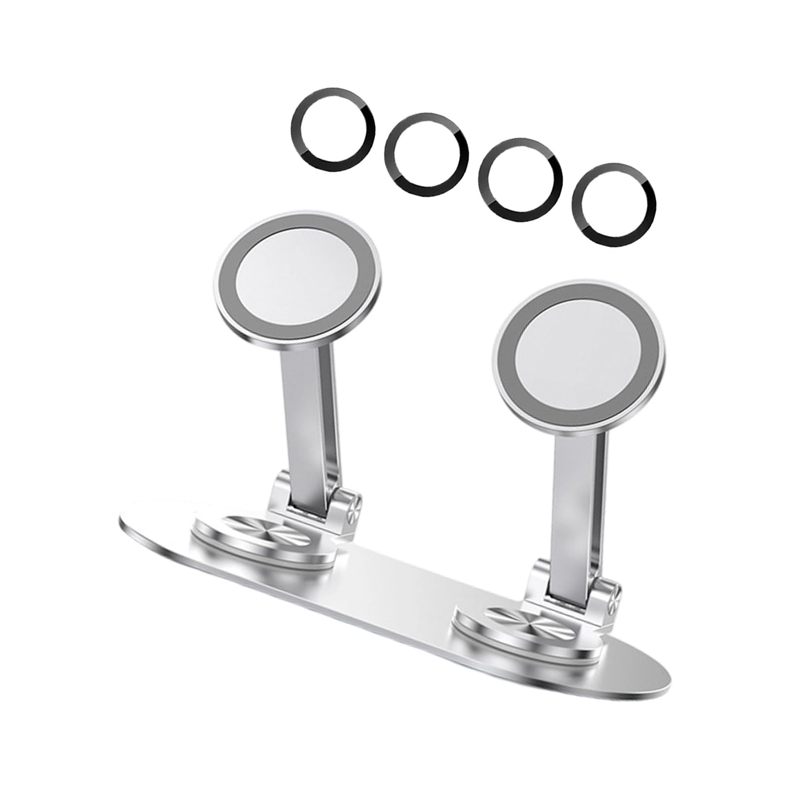Soporte magnético portátil de doble posición para teléfonos de 4 a 7 pulgadas con rotación de 360 ​​grados Diseño plegable en ángulo ajustable Pies antideslizantes Construcción de aluminio Soporte