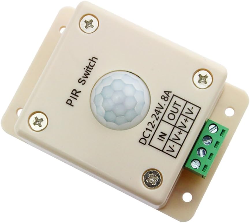 PIR Switch 8A Human Body Motion Infrared Sensor Controller for DC12-24V LED Strip Module Lighting White