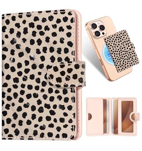 Image of Shorogyt for Magnetic Phone Wallet Compatible with Magsafe Card Holder - Luxury Slim Leather Mag Wallets for Women Fit 4 Cards, for iPhone 17 /16 /15 /14 /13 /12 Series for Apple RFID Magnet, Almond Latte