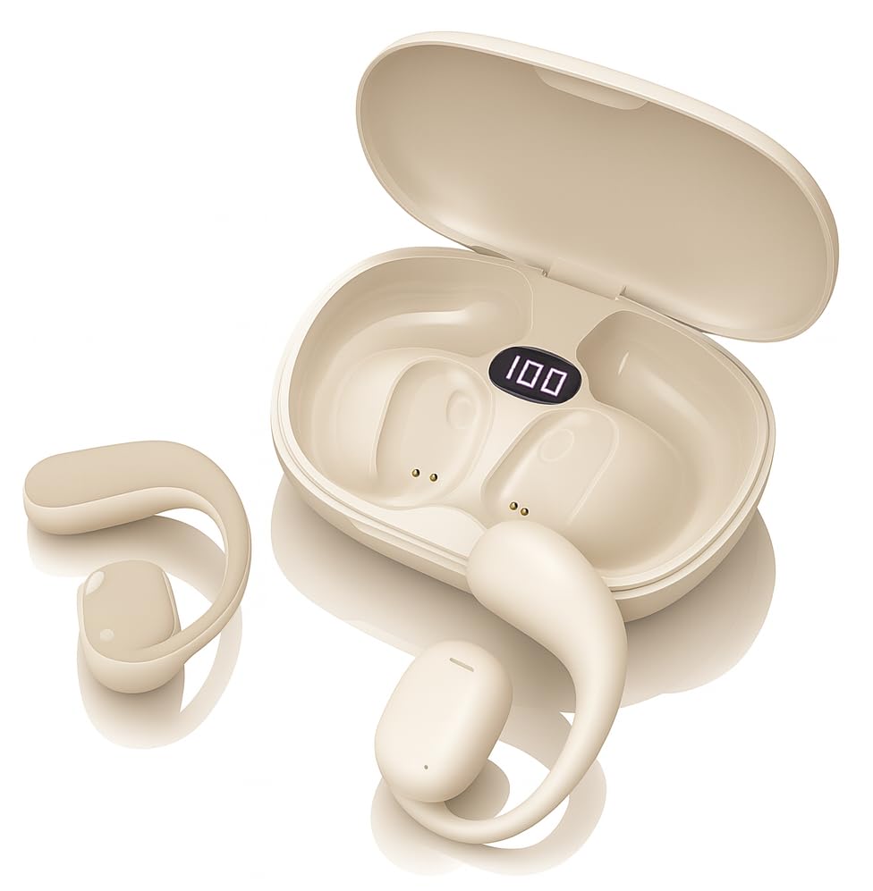 JS272 Sense OWS Wireless Over Ear Earphones | Situational Awareness | 15Mm Titanium Drivers | 40 Hrs Playback | Bluetooth V5.4 | Sports Headphone | ENC Mic for Calling | 40Ms Low Latency | Beige-image-3