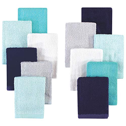 Image of Hudson Baby Unisex Baby Rayon from Bamboo Woven Washcloths 12pk, Navy Teal, One Size