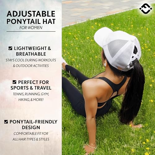 Image of Funky Junque Womens Baseball Cap Dad Hat Ponytail Messy Bun Trucker Ponycap