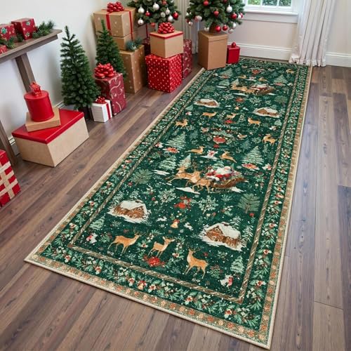 Tapis de Noël lavable pour protéger le sol du salon et couloir - 8