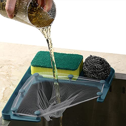 三角コーナー 三角コーナーいらず スポンジ置き キッチンシンクストレーナー トライアングルストレーナーバッグ トライホルダーフィルター 水切りネット100枚 使い捨て キッチン用品 台所 シンク収納 両面テープ 3点セット付け 3色