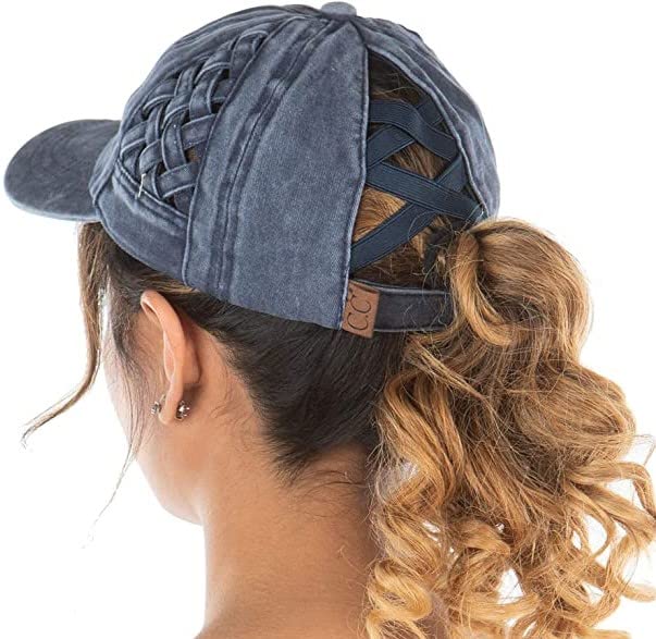Image of Funky Junque Womens Baseball Cap Dad Hat Ponytail Messy Bun Trucker Ponycap