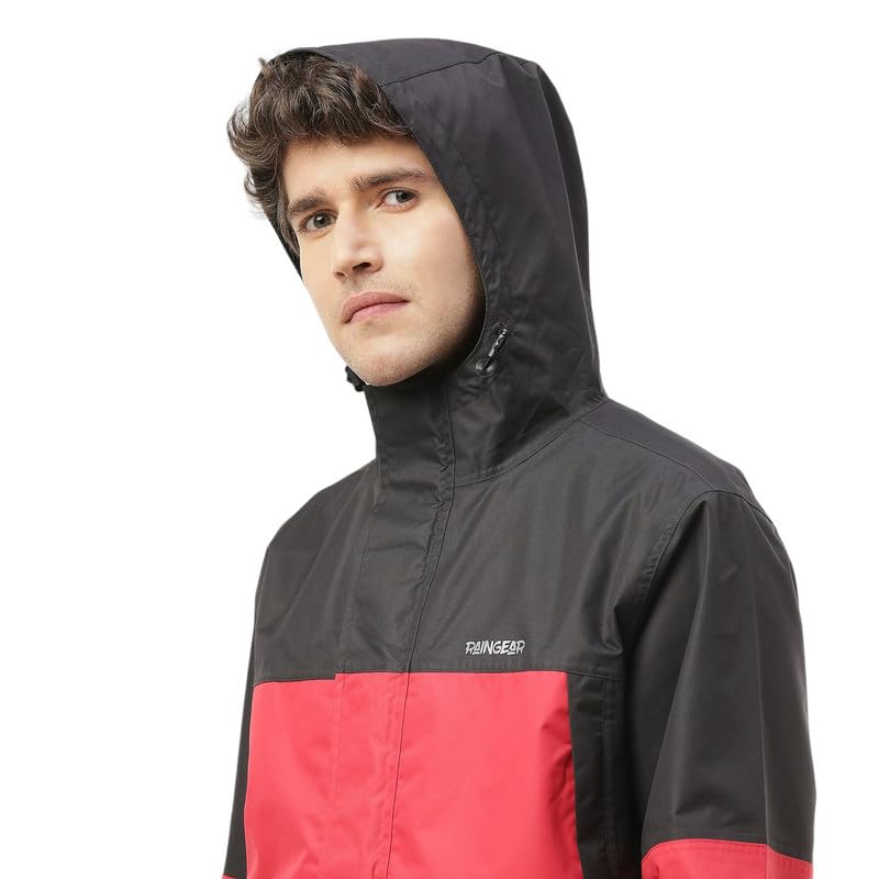 Image of Zeel Raingear Stylish Rain Jacket for Men Waterproof for Bike Riders with Adjustable Hood along with inner pockets,Waterproof Rainwear with Lightweight Polyester Jacket, ZRR011