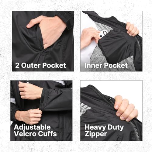 Image of Citizen Raincoat for Men with Adjustable Hood, Waterproof Pant and Carry Pouch | Reflective Strips Standard Length| Double Layered Tapping Rubberized Fabric | Durable & Lightweight Rainsuit