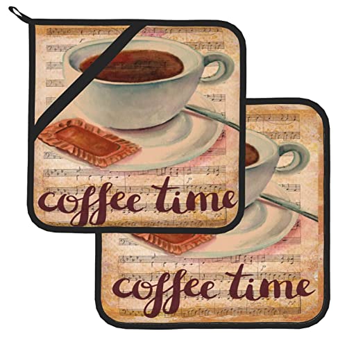 Pot-Holders-for-KitchenCoffee-Theme-Coffee-TimeHeat-Resistant-Potholder-Non-Slip-Heat-Pad-2-PCSOven-Mitts-Potholders-for-Daily-Kitchen-BakingCookingRestaurant-8-Inch Pot Holders for KitchenCoffee Theme Coffee TimeHeat Resistant Potholder Non Slip Heat Pad 2 PCSOven Mitts Potholders for Daily Kitchen BakingCookingRestaurant 8 Inch