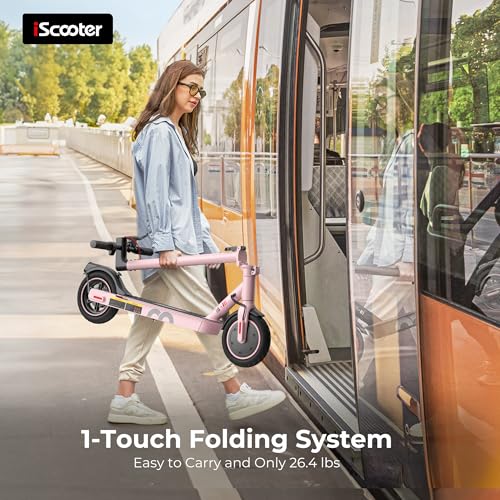 Image of iScooter Electric Scooter Adults, 18 /15 /12 Miles Long Range,22 /19 /18 Mph Top Speed, Commuting Electric Scooter with Cruise Control, Double Braking Systems Escooter for Adults and Teens