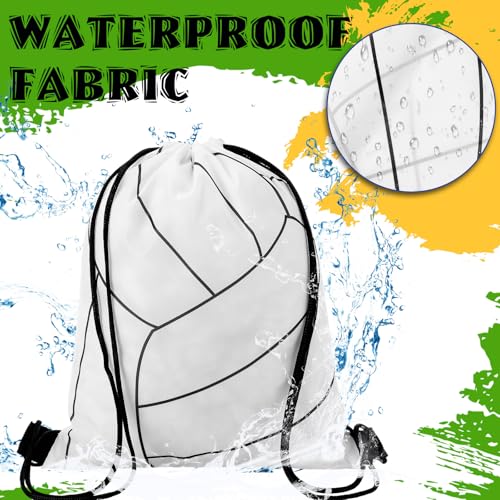 12 Pcs 12 In Volleyball Drawstring Backpack Bag Goodie Snack Gift Bags Sports Party Favors String Backpack Bulk(White)2