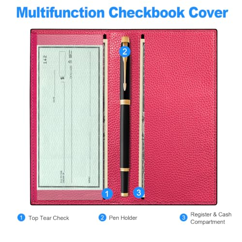 Image of CASMONAL Checkbook Cover for Women & Men, PU Leather Wallet RFID Blocking