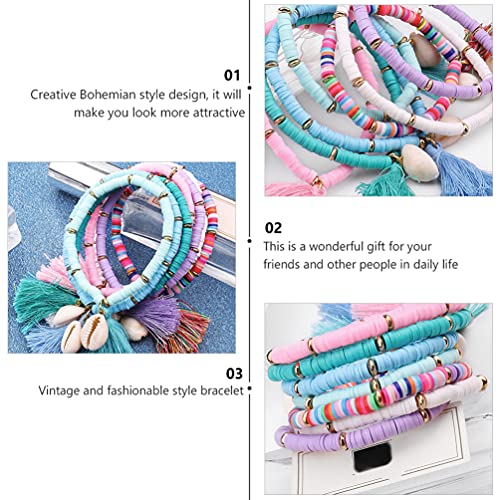 Ornements avec pompon et perles polymère pour bracelet tendance