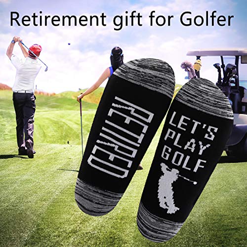 LEVLO Retirement Gift Golf Socks Retired Let's Play Golf Socks for Dad Golfing Gift for Grandpa3