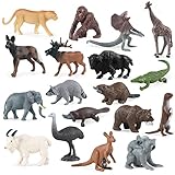 18PCS Mini North American & Australian Animal Figurines Toy for Kids - Plastic Wild Woodland Safari