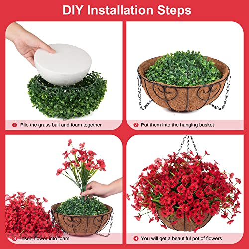 Ammyoo Artificial Hanging Flowers In Basket For Porch Lawn Garden Decor,12 Inch Coconut Lining Hanging Baskets With Artificial Daisy Flowers For The Decoration Of Outdoors And Indoors #TOP5