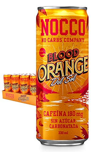 NOCCO BCAA Blood orange del sol 24 latas x 330ml Bebida energ�tica funcional sin az�car No Carbs Company Enriquecida con vitaminas Con cafe�na Bebidas para deportistas