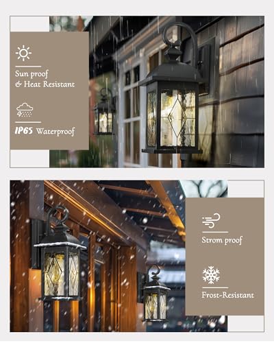 Image of FEMILA 2 Pack Large Outdoor Wall Sconce, 21 inch Exterior Wall Light Fixtures, Anti-Rust Waterproof Porch Lights for Entryway, Patio, Garage, Doorway, Matte Black, 4FD54B2-2PK BK-SD