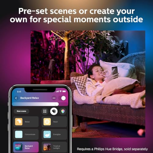 Image of Philips Hue Lily Outdoor Smart Spotlight Base Kit, 3 Pack, White and Color Ambiance LED Walkway Lights, Low Voltage Landscape Lighting, Requires Bridge, Control with App & Voice, Weatherproof