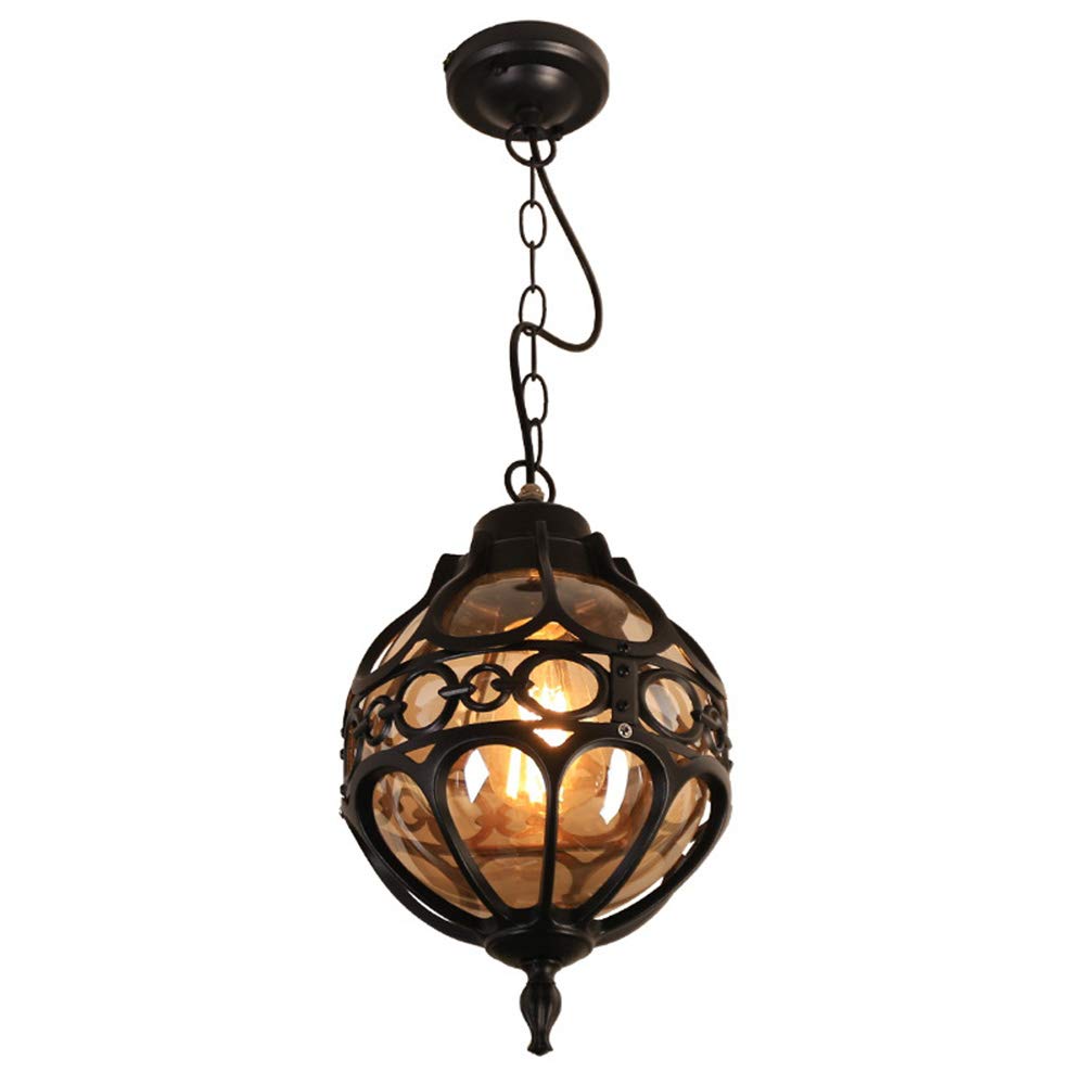 Mengjay Lampa wisząca E27, czarna, retro, IP44, stil vintage, przemysłowe, żelazo, oświetlenie sufitowe, wodoszczelna, do pavilonu, willi, loftu, żyrandol, lampa zewnętrzna