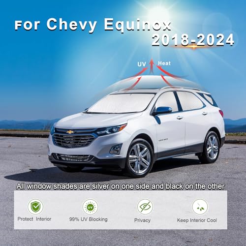 Image of KMF Windshield Sun Shade Replacement for Chevrolet Equinox Accessories 2018-2024, Side Window Sun Shade Cover Sun Visor Shield Cover, Rear Window Sunshade for Camping /Baby UV Block and Privacy Protect