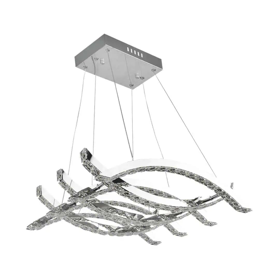 Lampadario LED – 56 W – 3920 Lumen – 4000 K Bianco neutro – IP20 – Cromo e cristallo – AVIATOR-56