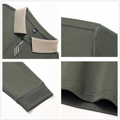 Men's Long Sleeve Polo Shirt, Comfortable Men's Big and Tall Polo Shirts with Collar Casual Pullover Golf Shirt4