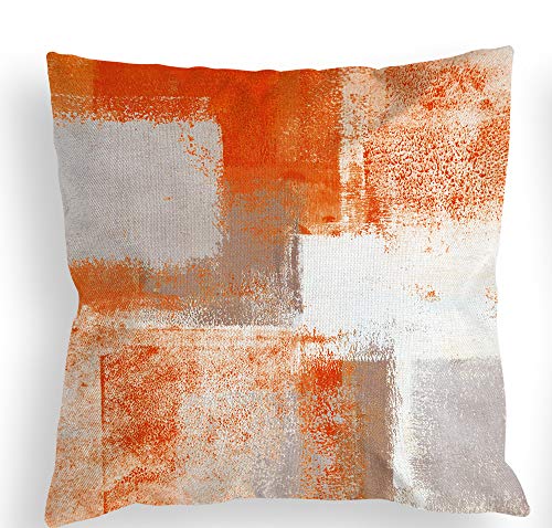 Colorpapa Orange Grey Throw Pillow Covers 18X18 Set Of 4 Decorative Cushion Cover Beige Abstract Art Painting Pillowcase For Sofa Bedroom Living Room Décor #TOP1