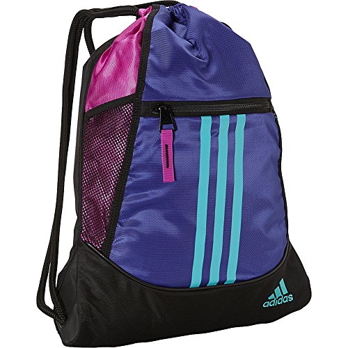 Image of adidas Alliance II Sackpack, Night Flash Purple /Flash Pink /Vivid Mint, 18 x 13.75-Inch