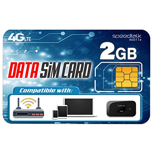 SpeedTalk Mobile 2GB Data Only SIM Card – 30 Days No Contract Service - 4G LTE USA Nationwide Domestic and International Roaming