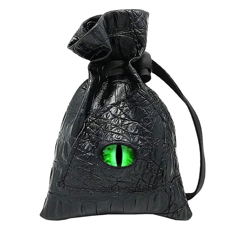 Bolsa de dados com cordão, couro PU, DND, bolsa de dados, tarôs, cartões oráculos, bolsa de armazenamento para presente, moedas, acessórios de joias - olho verde